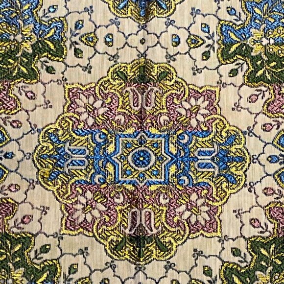 VTG Granada Silk Brocade Table Runner Colorful Calligraphy Made In Italy 33X13" - Picture 3 of 10